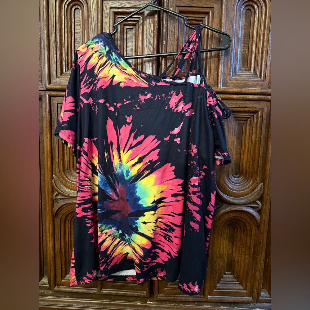 SHEIN Tye-Dye Print Curve Top